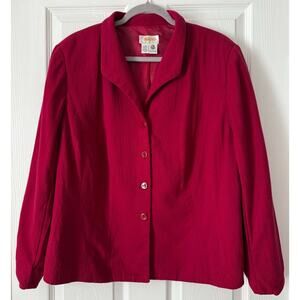 Talbots Woman Maroon 100%Wool Button Front Blazer Jacket Size 16W